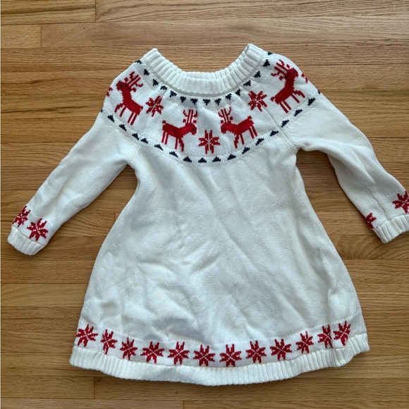 Hanna Andersson White and Red Reindeer Dress - Picture 1 of 1